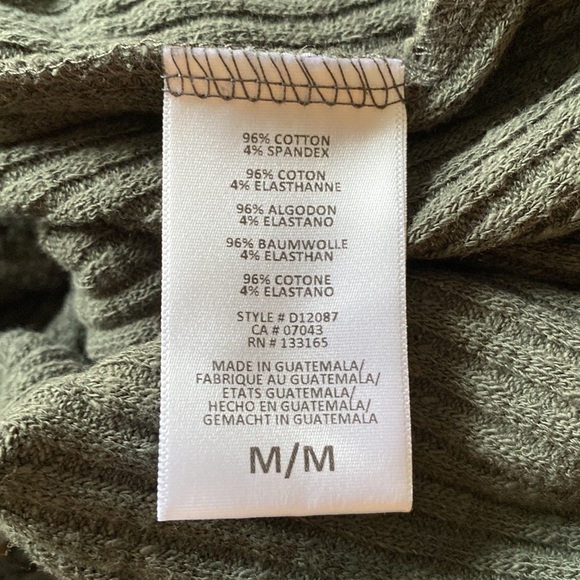 Anthropologie ribbed olive green crewneck sweater with fringed trim - Picture 7 of 7